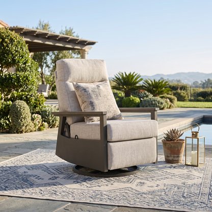 Huntington Outdoor Aluminum Swivel Glider Recliner | Patio Lounge Chair