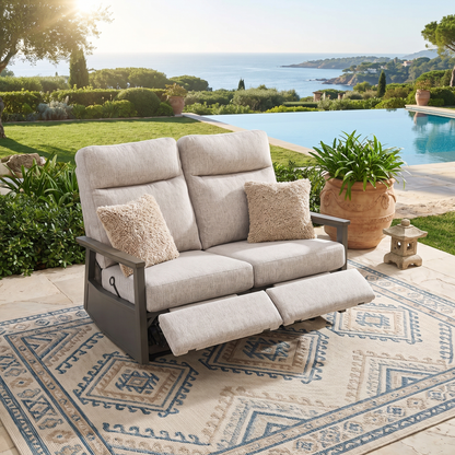 Huntington Outdoor Aluminum Reclining Loveseat Sofa | Outdoor Sofa