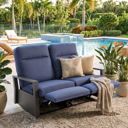 Shoreline Outdoor Aluminum Reclining Loveseat Sofa | Outdoor Sofa