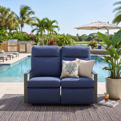 Shoreline Outdoor Aluminum Reclining Loveseat Sofa | Outdoor Sofa