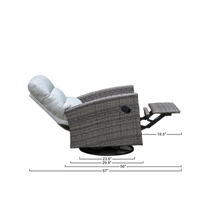 Monterey Espresso Wicker Outdoor 2PC Swivel Glider Recliner in Dune and Side Table — Outdoor Nook US - size