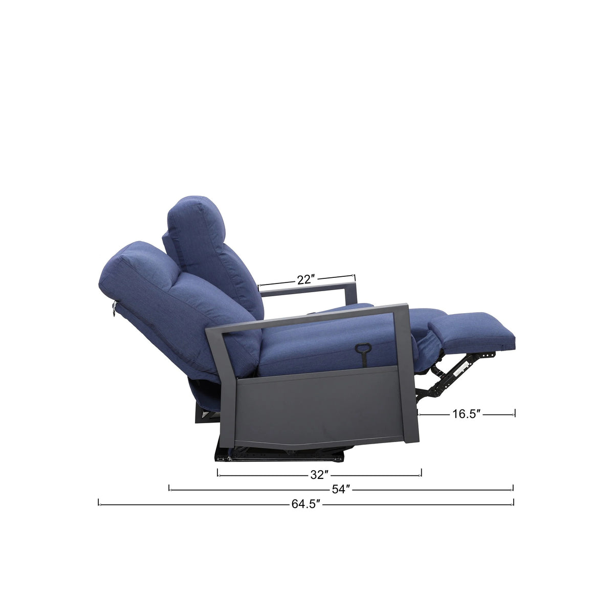 Shoreline Outdoor Aluminum Reclining Loveseat Sofa _ Outdoor Sofa — Outdoor Nook USA - size