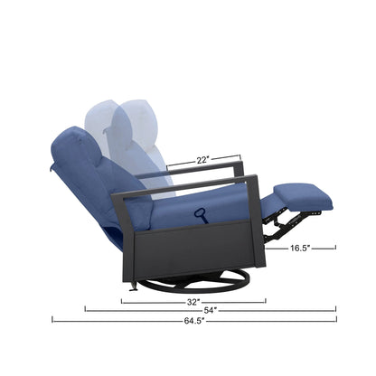 Shoreline Outdoor Recliner - Indigo Azure _ All-Weather Aluminum Frame _ Built-In Cover — Outdoor No - size