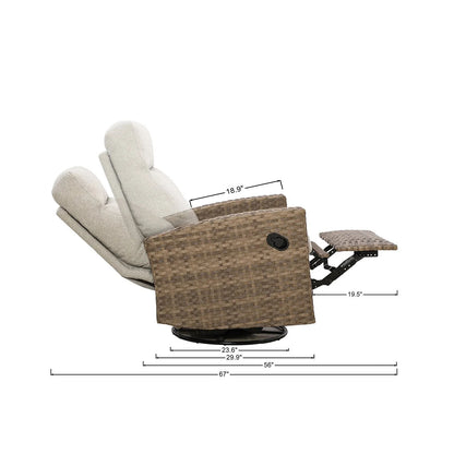 Newport Wicker Outdoor 2PC Swivel Glider Recliner and Side Table2 — Outdoor Nook USA - size