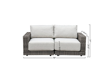 Malibu 4-piece Patio Wicker Modular Loveseat Set with Swivel Glider Recliners — Outdoor Nook USA - size