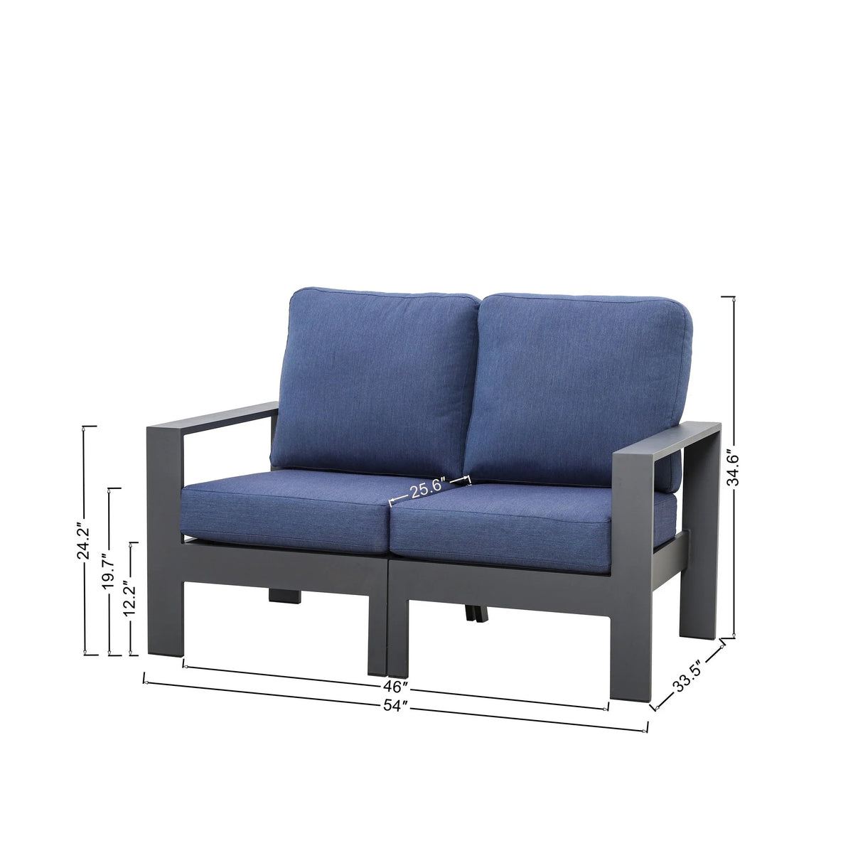 Shoreline 4-Seat Patio Aluminum Seating Group with Swivel Glider Recliners — Outdoor Nook USA - size