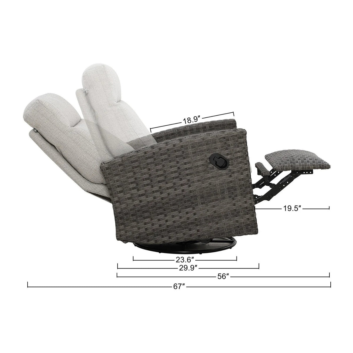 Malibu II Outdoor Firepit Bistro Set _ 2PC Wicker Swivel Glider Recliner with Firepit Table — Outdoo - size