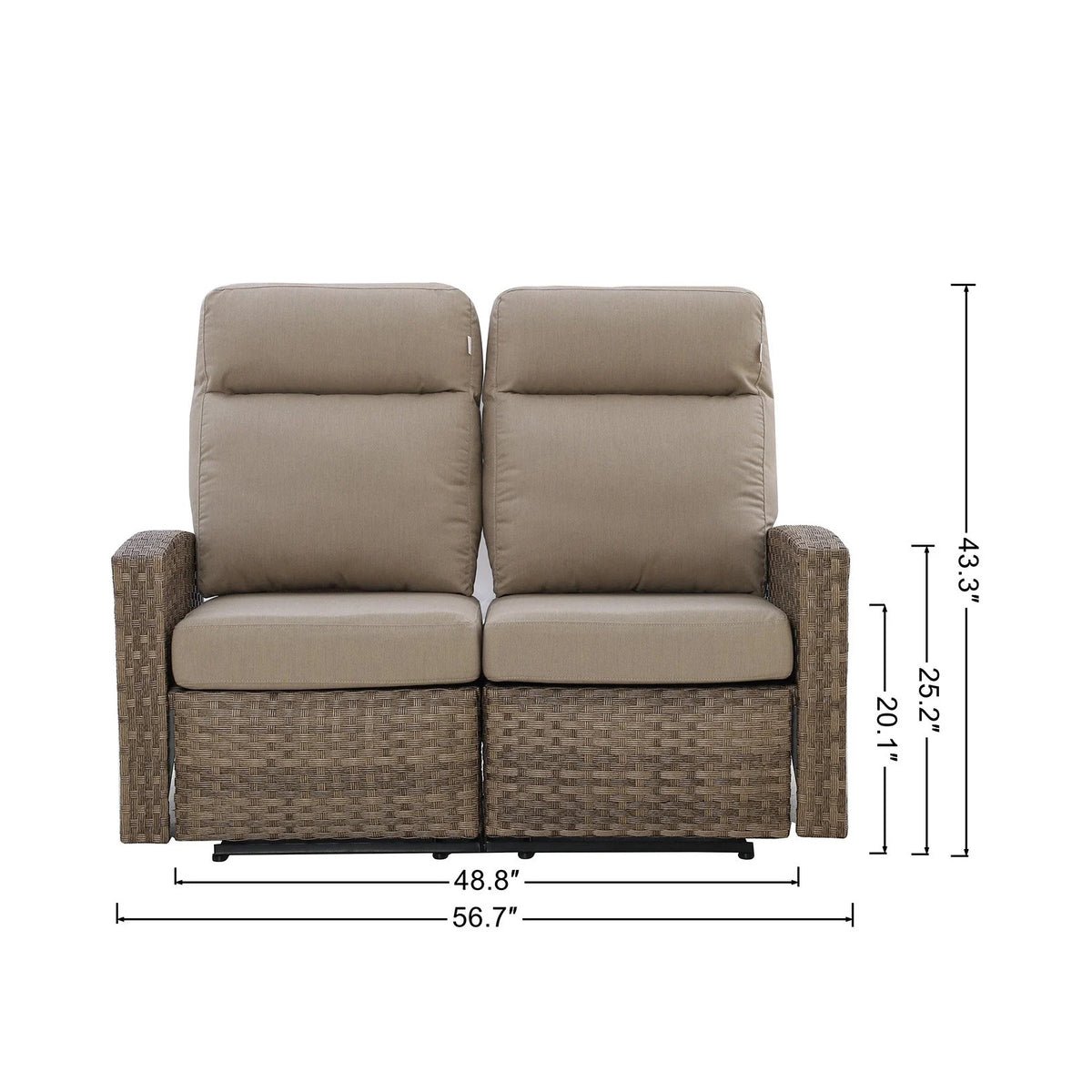 Newport Outdoor Wicker Reclining Loveseat Conversation Set with Recliners in Sunbrella® Spectrum — O - size