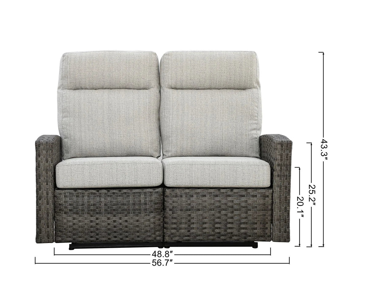 Malibu II Outdoor Wicker Reclining Loveseat Sofa — Outdoor Nook USA - size