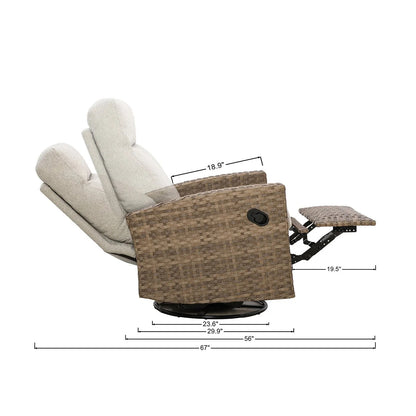 Newport Wicker Outdoor 2PC Swivel Glider Recliner and Side Table — Outdoor Nook USA - size