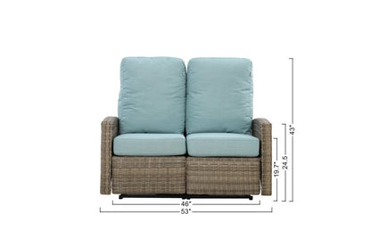 Keywest Outdoor Wicker Loveseat Reclining Sofa in Sunbrella® Canvas Navy _ Outdoor Sofa — Outdoor No - size