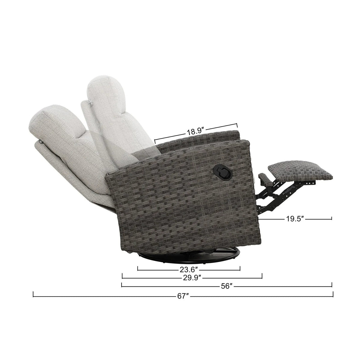 Pair of Malibu II Wicker Outdoor Swivel Glider Recliner in Sunbrella® Canvas Taupe _ Patio Lounge Ch - size