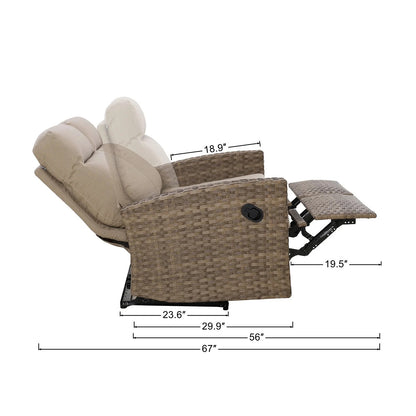 Newport Outdoor Wicker Reclining Loveseat Conversation Set with a pair of Recliners — Outdoor Nook U - size