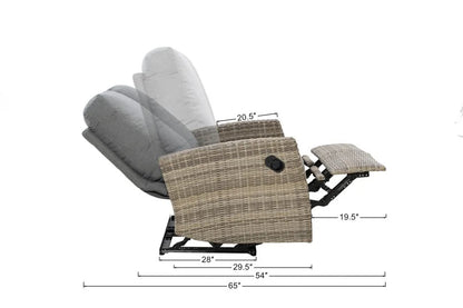 Keywest Outdoor Wicker Reclining Loveseat Conversation Set with a pair of recliners — Outdoor Nook U - size