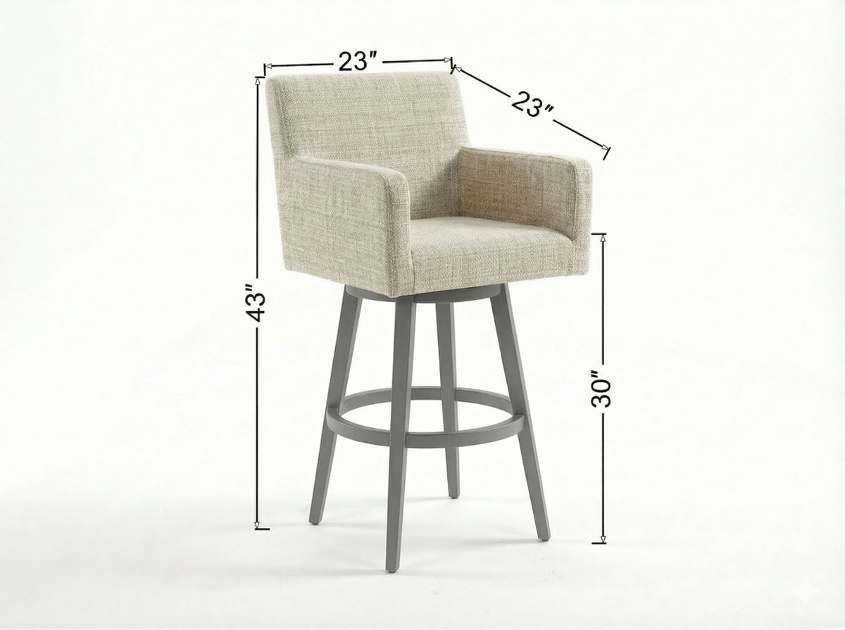 Solurium Bar Stool - Harbor Stripe _ Outdoor Upholstered Bar Stool — Outdoor Nook USA - size