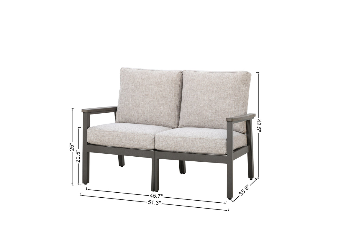 Huntington 4-piece Patio Aluminum Modular Seating Group with Cushions | Outdoor Set — Outdoor Nook USA - size