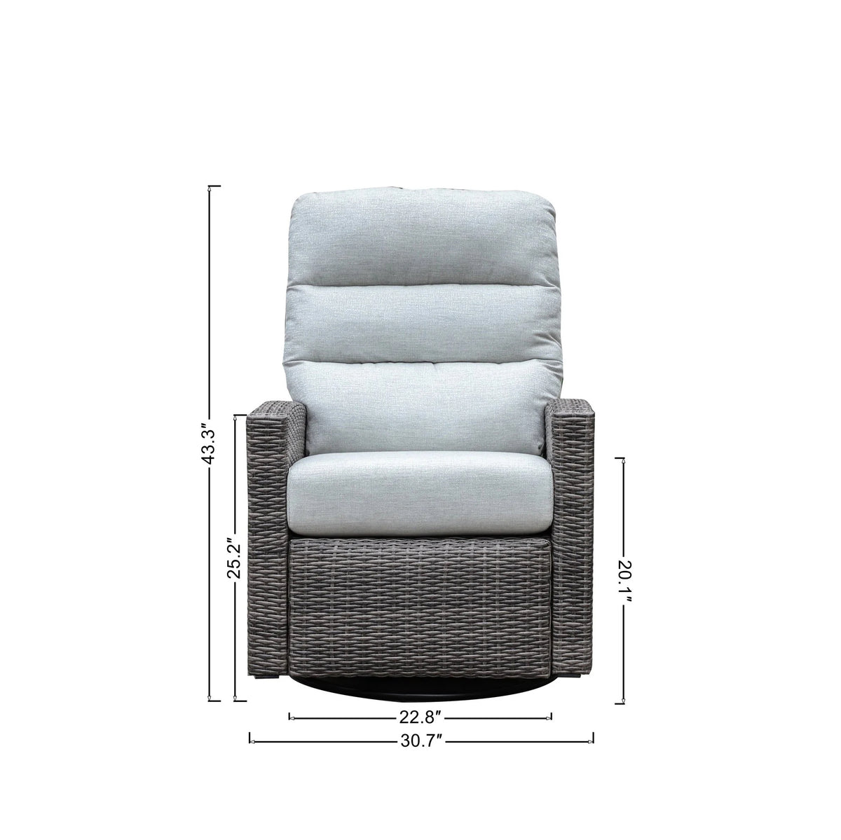 Monterey Espresso Wicker Outdoor 2PC Swivel Glider Recliner in Dune and Side Table — Outdoor Nook US - size