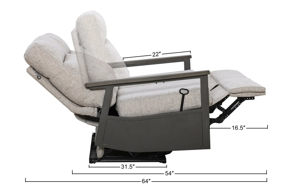 Huntington Outdoor Aluminum Reclining Loveseat Sofa in Sunbrella® Canvas Canvas — Outdoor Nook USA - size