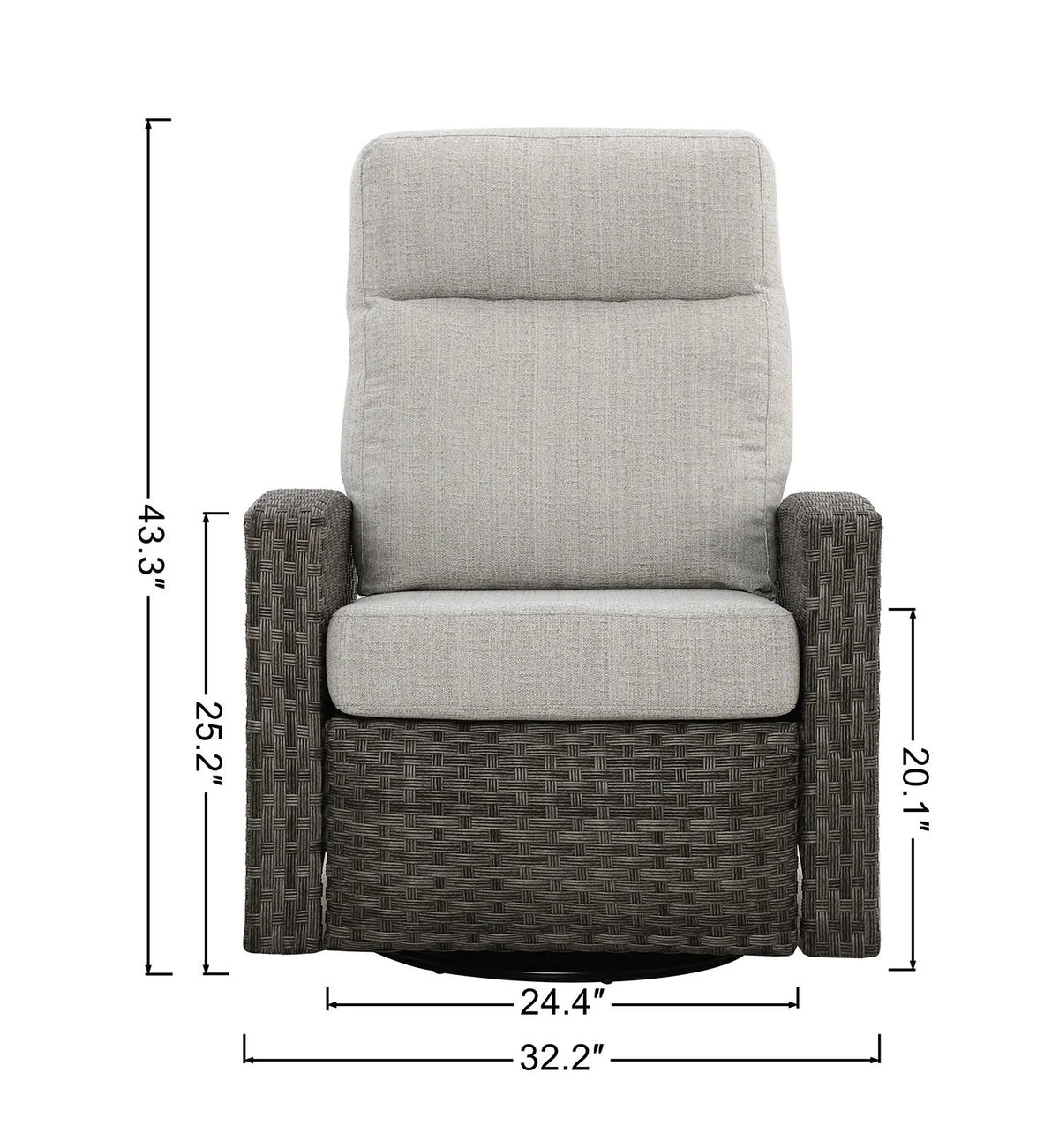 Malibu II Outdoor Firepit Bistro Set _ 2PC Wicker Swivel Glider Recliner with Firepit Table — Outdoo - size