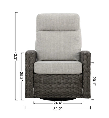 Malibu II Outdoor Firepit Bistro Set _ 2PC Wicker Swivel Glider Recliner with Firepit Table — Outdoo - size