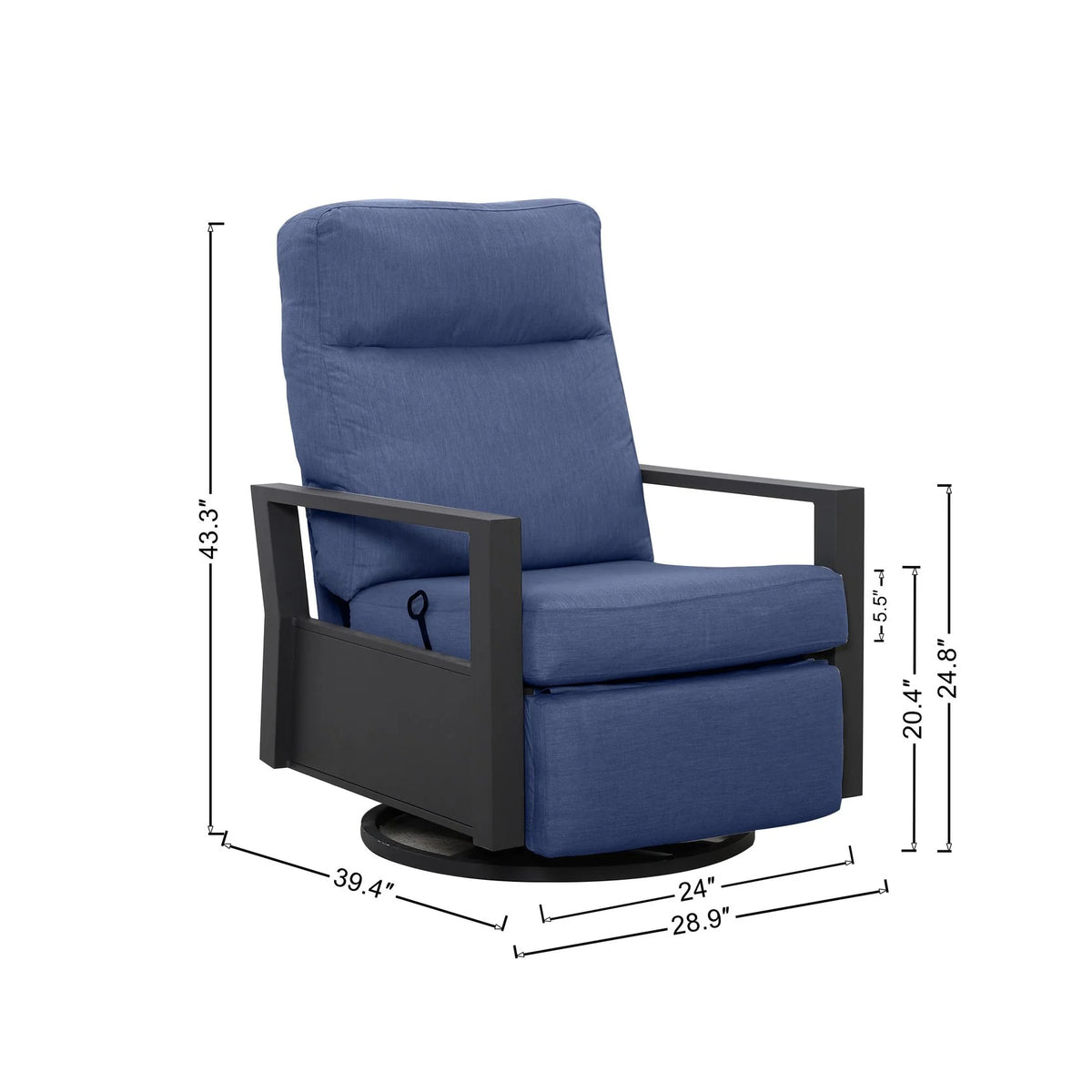 Shoreline 5-Seat Patio Aluminum Reclining Sofa Conversation Set with Pair of Recliners — Outdoor Noo - size