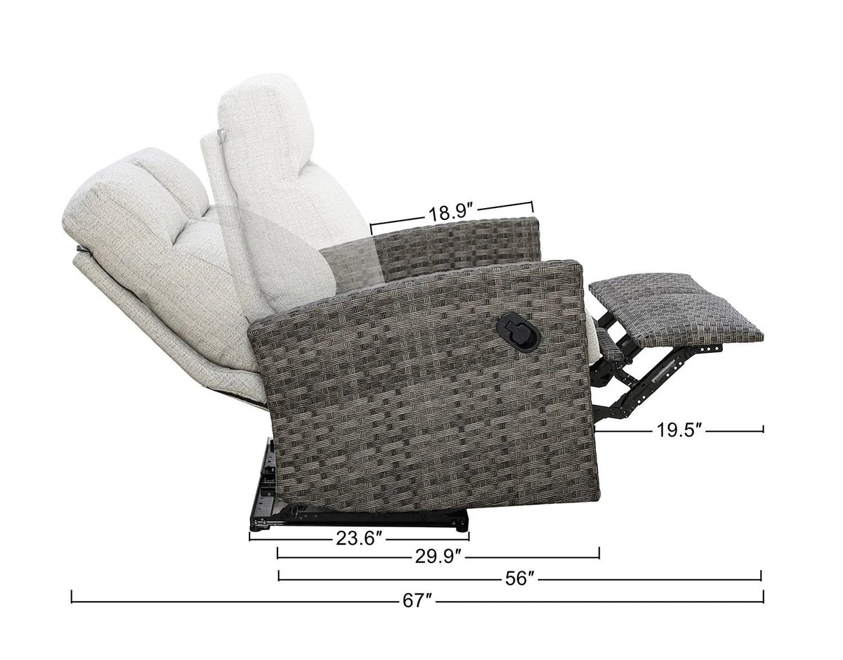 Malibu II Outdoor Wicker Reclining Loveseat Conversation Set with a pair of Recliners — Outdoor Nook - size