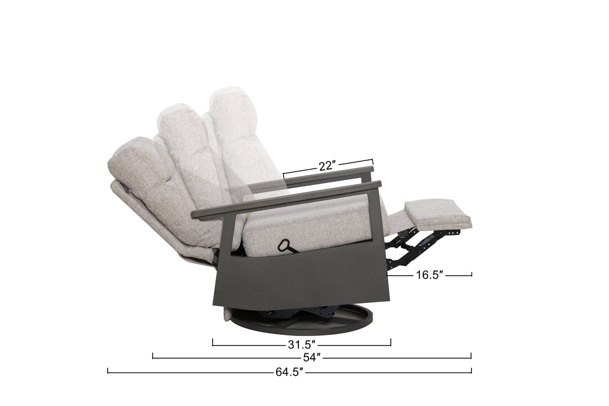 Huntington 5-seat Patio Aluminum Reclining Sofa Conversation Set with pair of Recliners — Outdoor No - size