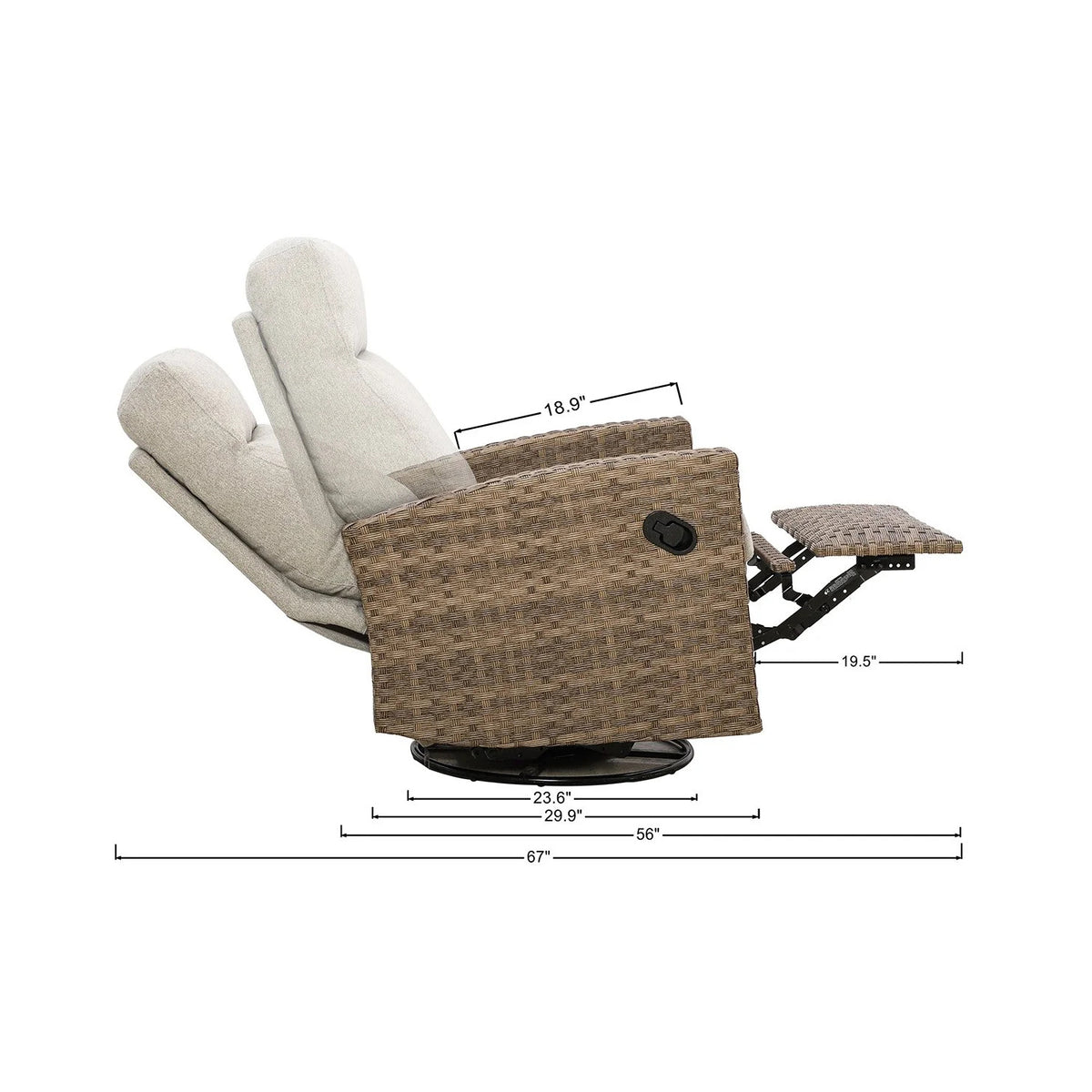 Pair of Newport Wicker Outdoor Swivel Glider Recliner _ Patio Lounge Chair x 2 — Outdoor Nook USA - size