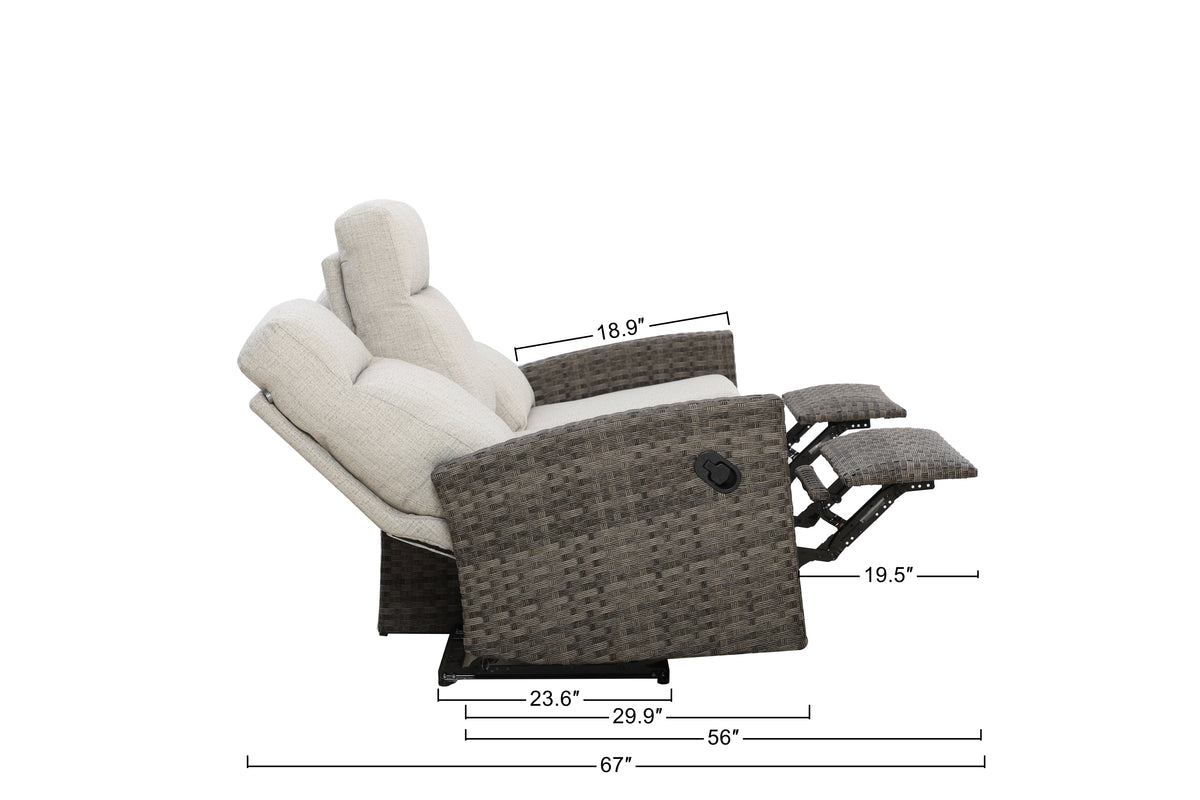 Malibu 4-piece Patio Wicker Modular Loveseat Set with Swivel Glider Recliners — Outdoor Nook USA - size